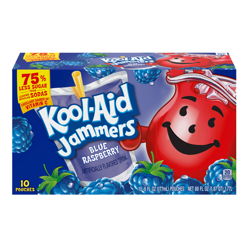 Сокосодержащие напитки Jammers Blue Raspberry, 10 шт. – 60 унций (1,77 л)